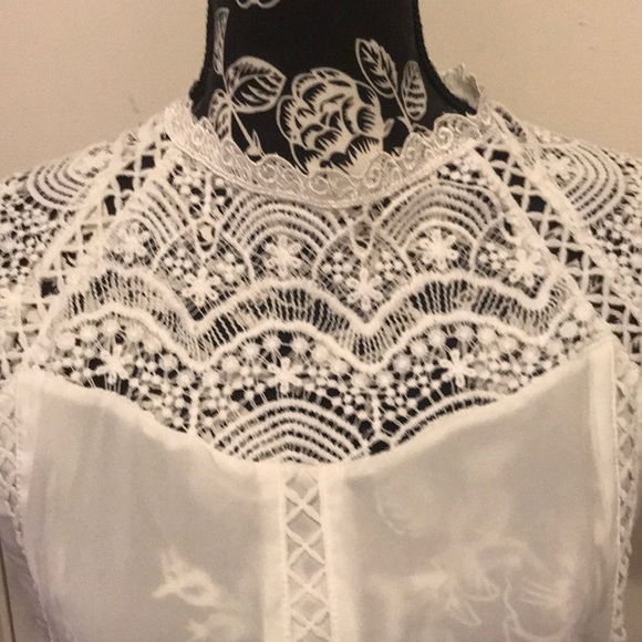 Crochet Lace Trim Splicing Casual Blouse - Picture 5 of 6